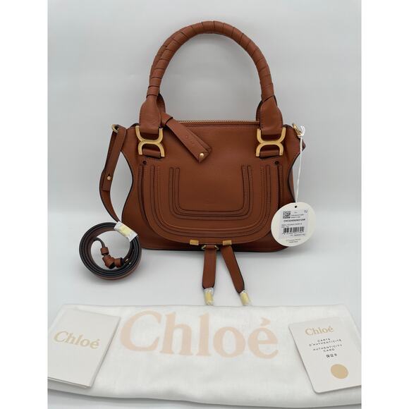 $2390 CHLOE MARCIE SMALL TAN LEATHER SADDLE CROSSBODY BAG PURSE NWT AUTH! - Picture 5 of 16